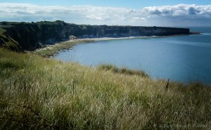 From atop the cliffs, looking down onto a portion of the D-Day beaches.