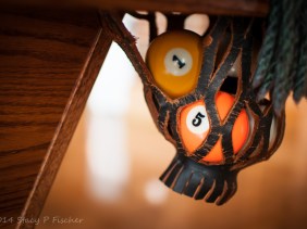 pool balls in billiard pocket