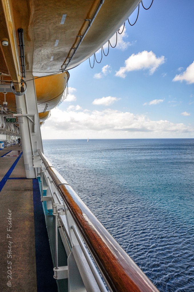 View of ocean from cruise ship deck