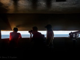 Castillo de San Cristóbal WWII artillery observation post, shadowed interior