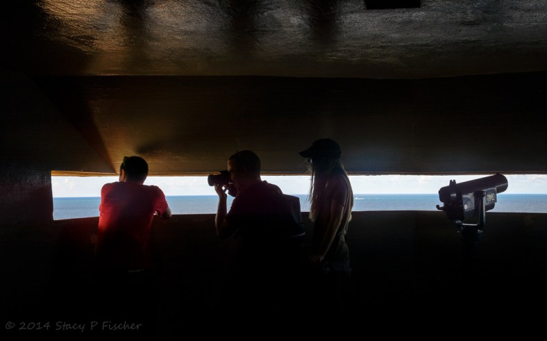 Castillo de San Cristóbal WWII artillery observation post, shadowed interior
