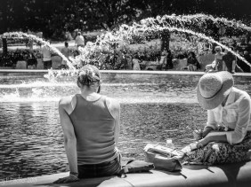 Fountain, National Gallery of Art Sculpture Garden, summer.