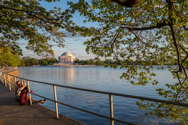 Jefferson Memorial from across the Tidal Basin, golden hour, Fuji X100T