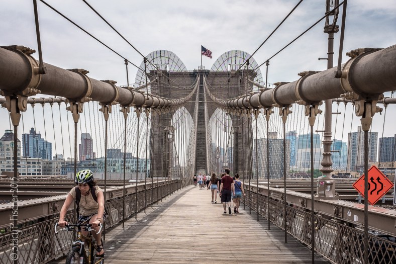 Brooklyn Bridge east span looking toward Brooklyn