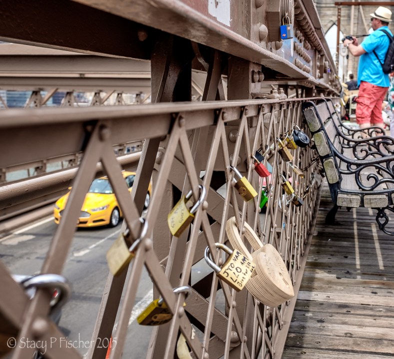 Love locks on the Brooklyn Bridge