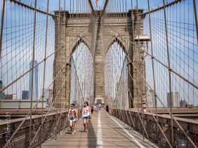 Brooklyn Bridge east span from pedestrian walkway