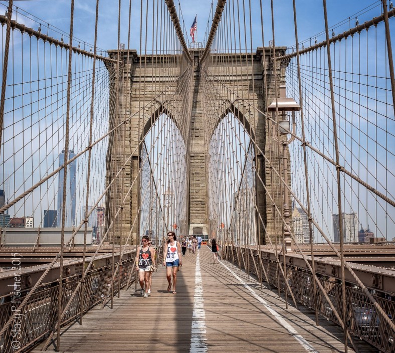 Brooklyn Bridge east span from pedestrian walkway