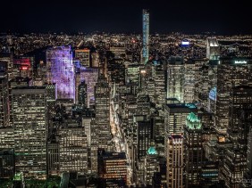 Manhattan night view from top of Empire State Building