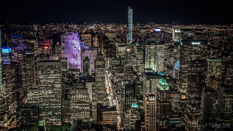 Midtown Manhattan at night from top of Empire State Building