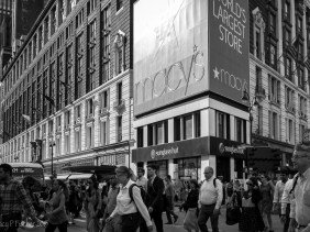 Streets outside Macy's New York City filled with pedestrians