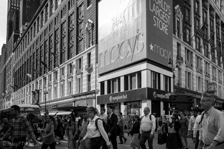 Streets outside Macy's New York City filled with pedestrians