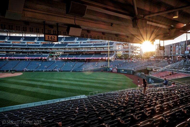 Sunset viewed from within post-game Nationals Park, Washington, DC