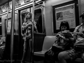 Female passenger New York City subway
