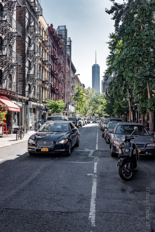 NYC World Trade Center from Sullivan Street in Greenwich Village