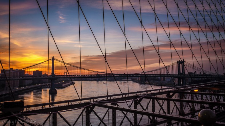 Manhattan Bridge sunrise from the Brooklyn Bridge