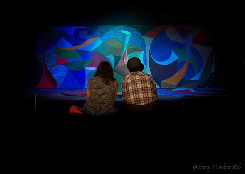 Snails Space by David Hockney viewed by two museum visitors