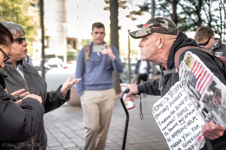 Vitriolic veteran against Clinton at Trump International Hotel Washington DC protest