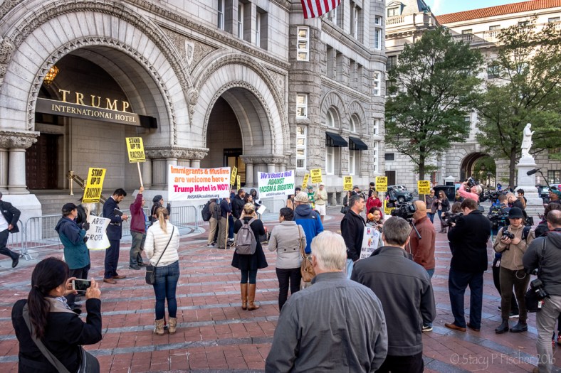 Protestors at Trump International Hotel Washington DC